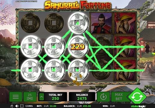 Выигрышная комбинация на линии в автомате Samurai's Fortune