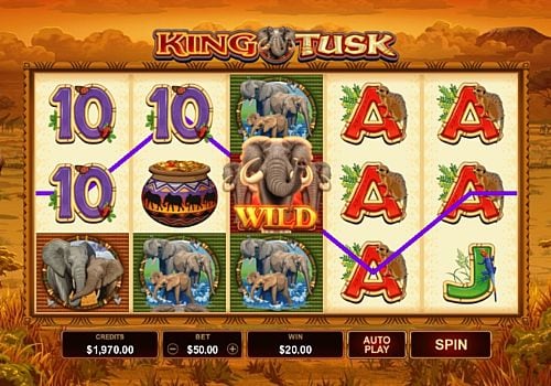 Призовая комбинация символов в игровом автомате King Tusk
